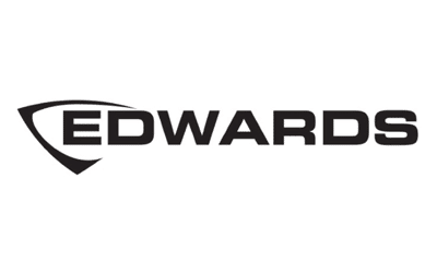 The image displays the word 'EDWARDS' in bold black capital letters with a stylized curved line on the left side, giving it a dynamic and modern look. The background is white, making the text stand out prominently.